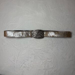 Elegant Silver and Brown Women's Belt with Rhinestones
